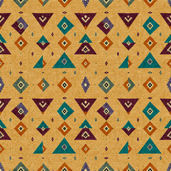 Colorful Tribal Geometric Seamless Pattern – Ethnic Textile Background Design