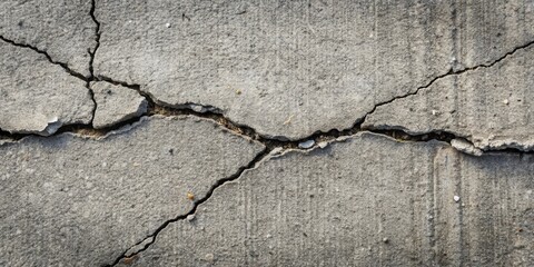 Obraz premium A Detailed Close-Up View of Extensive Cracking in a Grey Concrete Surface
