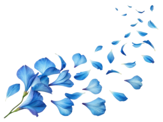 Beautiful blue petals gracefully drift through air creating serene atmosphere that captivates essence of nature beauty
