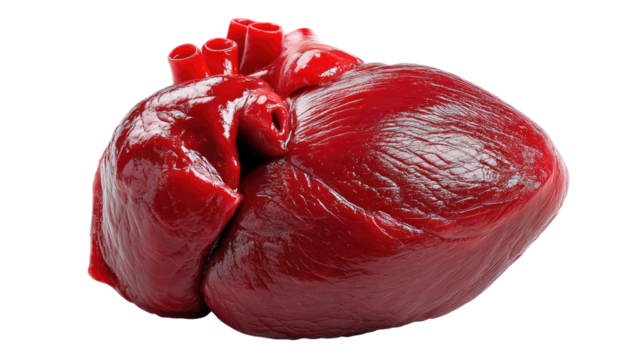 Anatomy of the Heart: A hyperrealistic detailed illustration of the human heart, showcasing its complex structure and vital role in circulating blood and sustaining life.