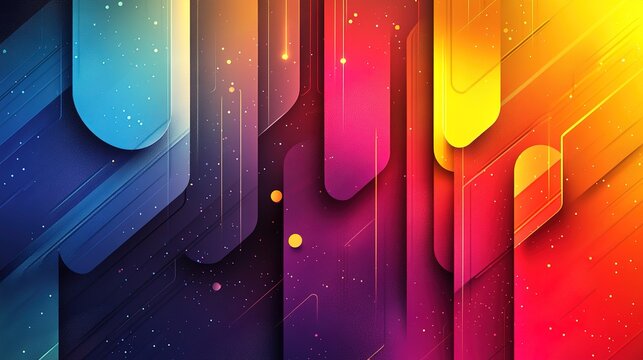 Vibrant Geometric Gradient with Rounded Rectangles and Light Str