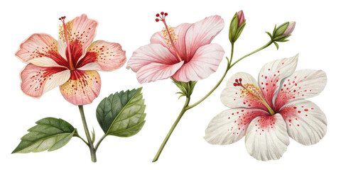 Beautiful hibiscus flowers showcase vibrant colors and intricate details, perfect for adding touch of nature elegance to any design