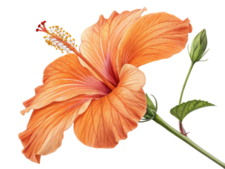 vibrant hibiscus flower showcases its stunning orange petals and intricate details, symbolizing beauty and warmth in nature
