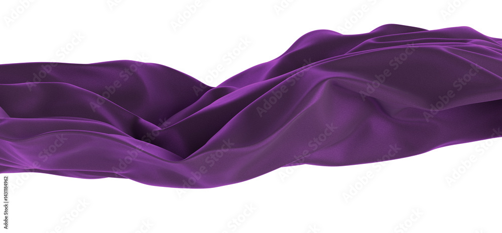 Aufkleber A photograph of a purple fabric flowing and creating abstract waves. The smooth texture and deep color create a luxurious and elegant feel. The image is minimal in design