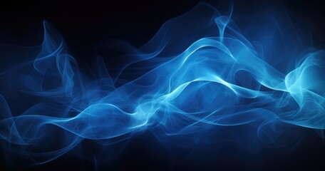 Obraz premium Abstract dark background with glowing blue light, smoke and reflection on the asphalt floor. Dark scene for product display presentation design vector illustration