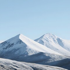 Serene Winter Mountain Landscape Snow Covered Peaks under a Clear Blue Sky