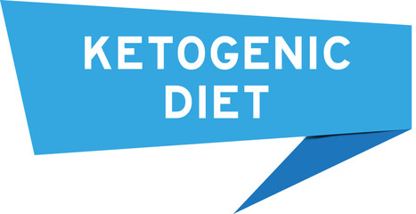 Blue color speech banner with word ketogenic diet on white background