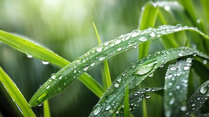 Naklejka premium a close up of a grass with water droplets