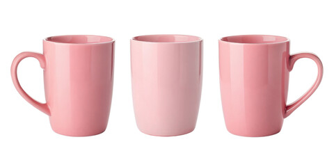 Bright and stylish pink mugs in mockup display create cheerful atmosphere perfect for any beverage