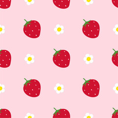 Seamless pattern with cute strawberry.