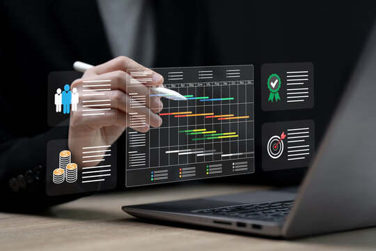 Business Planning schedule of project concept, Businesswomen work plan, Human resource selection, Cost control, Work target, Quality control, Kick-off meeting, Time management steps work efficiently