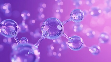 3d render of enzymatic catalysis substrate binding in a gradient purple scene