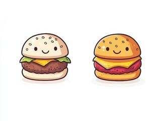 set of funny cartoon hamburger