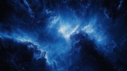 Obraz premium Deep space nebula with vibrant blue cosmic clouds