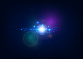 Bright blue light burst with lens flare effect on a dark space-inspired background.