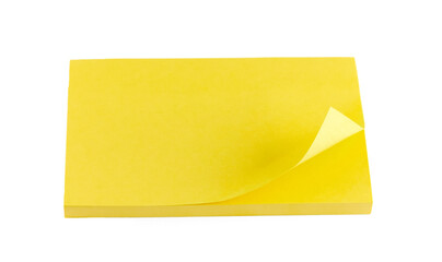 stack of yellow blank sticky notes isolated on white background