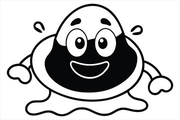 Y2K cartoon blob mascot with shifting moods – happy, sad, angry – each in glossy vector style