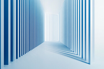 Fototapeta premium Abstract blue and white hallway design architectural lines perspective
