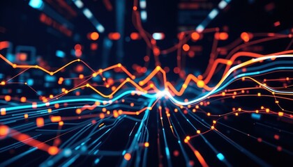 Fototapeta premium Abstract data visualization. Dynamic lines and points