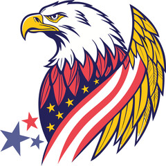 Fototapeta premium american eagle and american flag