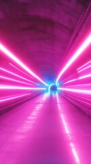Neon tunnel vision with vibrant pink and blue light streaks creating a futuristic and energetic atmosphere perfect for modern design