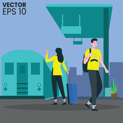 man with a bag on station
