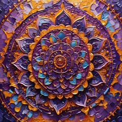 Fototapeta premium Intricate Purple Mandala Design in High-Resolution Vector Format, Detailed Symmetrical Pattern with Spiritual and Bohemian Aesthetic for Meditation, Wellness, and Decorative Use, Rich Violet.