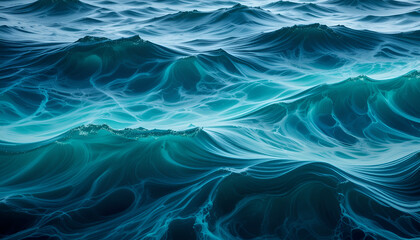 Chromatic Currents: A Lagoon of Turquoise, Emerald, and Deep Navy Waves