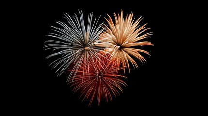 Fototapeta premium Colorful Heart-Shaped Fireworks Display with Explosive Brilliant Colors Against a Dark Background