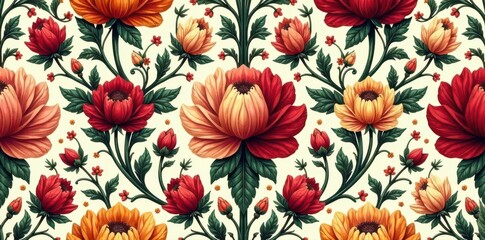Intricate Art Nouveau blossom pattern Elegant floral design, seamless repeat , pattern design, beauty, repeat