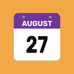 27 august calender icon text page monthly web design.