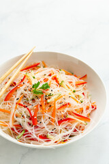 funchoza  rice noodles salad with vegetables
