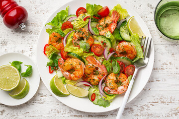 shrimps and vegetable salad