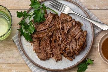 slow cooked beef on plate