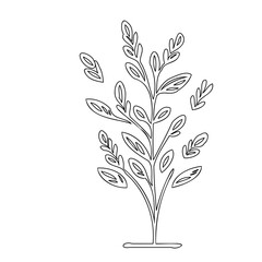 Delicate botanical illustration: a slender plant contour on pristine backdrop