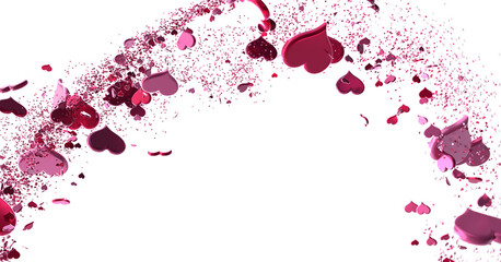 realistic isolated heart confetti on the transparent background for decoration and covering. Concept of Happy Valentine's Day,