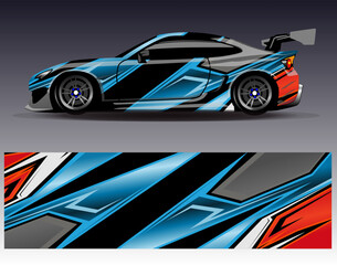 Car wrap design vector. Graphic abstract stripe racing background designs for vehicle, rally, race, adventure and car racing livery