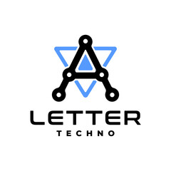 letter A with technology theme style. letter logo for technology company.