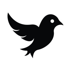 Silhouette Bird Vector Icon – Minimalist Flying Bird Graphic Isolated on White