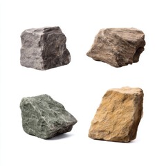 Four different stones isolated on white background