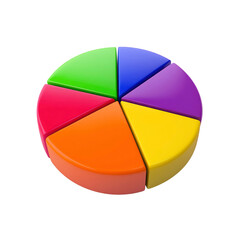 Obraz premium 3D Colorful Pie Chart - Six Segments - Data Visualization Graphic