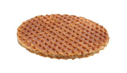 One tasty Dutch waffle isolated on white
