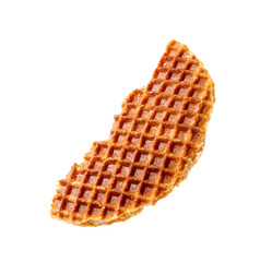 Piece of tasty waffle isolated on white