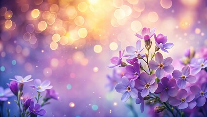Dreamy Purple Flowers: Soft Bokeh & Pastel Background - Ethereal Closeup Stock Photo