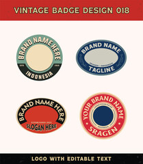 Vintage badge logo design template with the text editable for clothing and apparel