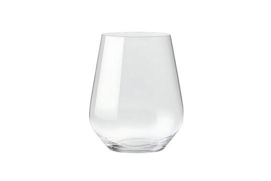 Clear, Stemless Glass Tumbler on White, Simple Elegance