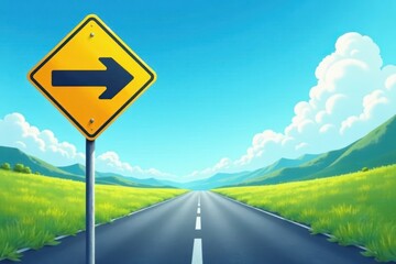 Empty directional road sign illustration, clear background , journey, isolated