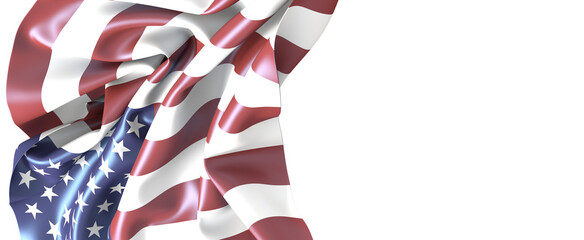 Waving American Flag on White Background