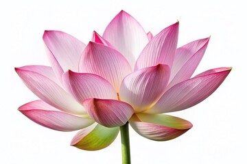 Elegant Pink and White Lotus Flower Isolated on Pure White Background - High Resolution Stock Photo