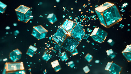 This macro pattern of light spots on fiber optic cables evokes digital communication technology with its electrical and electronic components